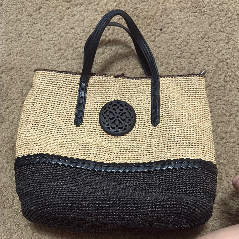 Brighton Voltera Madagascar Ferrara Raffia Black Handbag